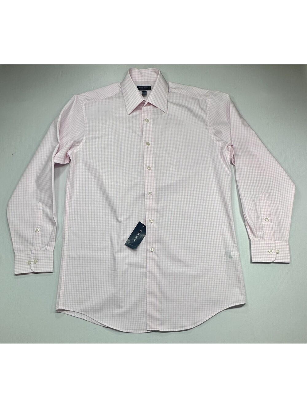 Club Room Regular Fit Check Button Up Pink Mens S